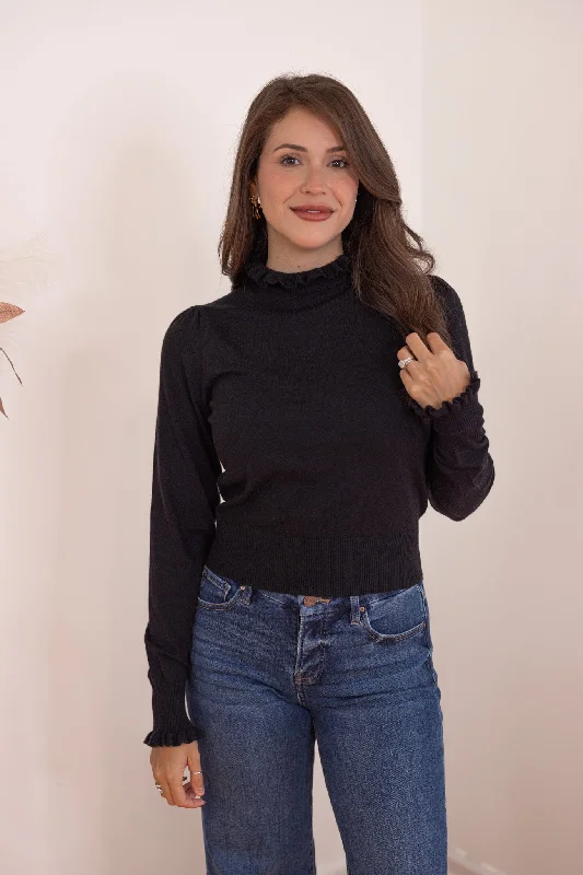 Delicate Darling Black Knit Top