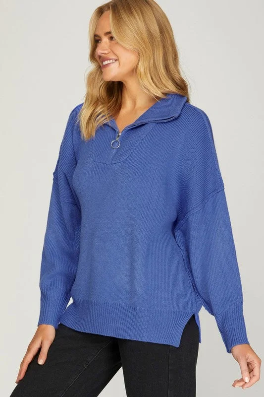 Winter Cheer Blue Knit Sweater