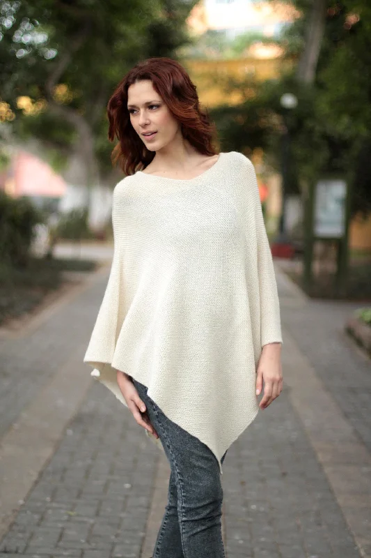 Sweet Cream Ivory Alpaca Wool Poncho