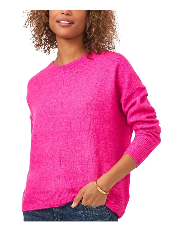 Plus Womens Ribbed Trim Knit Crewneck Sweater