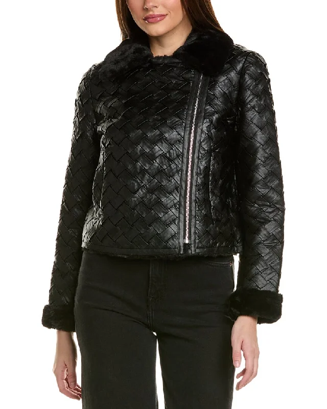 Adrienne Landau Basketweave Bomber Jacket