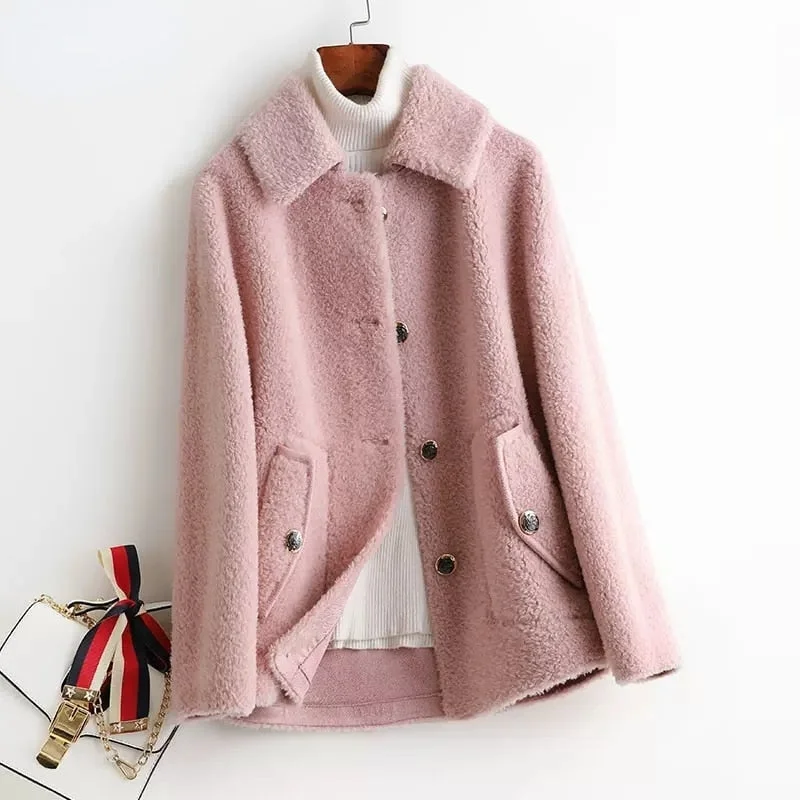 Women's Fashion Casual Warm Winter Wool Fur Wide-waisted Coats