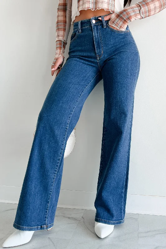 Cedric High Rise Wide Leg Judy Blue Jeans (Dark)