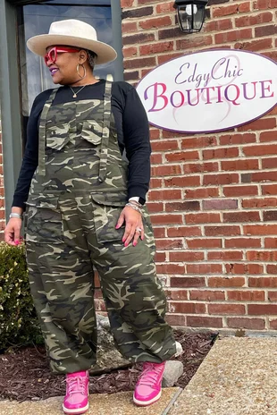 Camo Cargo Overall Jumpsuit