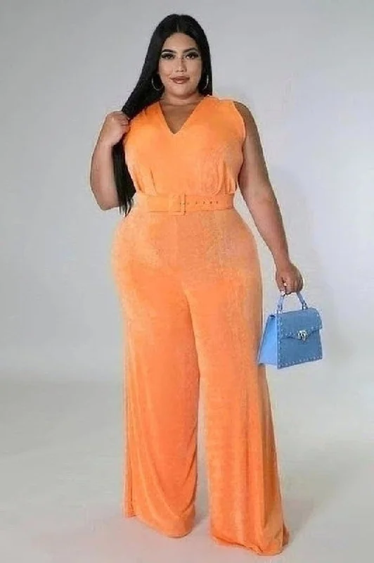 Curvy Slinky V-Neck Jumpsuit