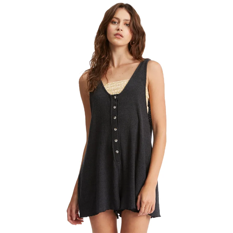 Fade Away Button-Up Knit Romper