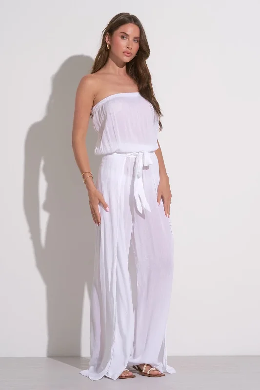 WHITE STRAPLESS JUMPSUIT