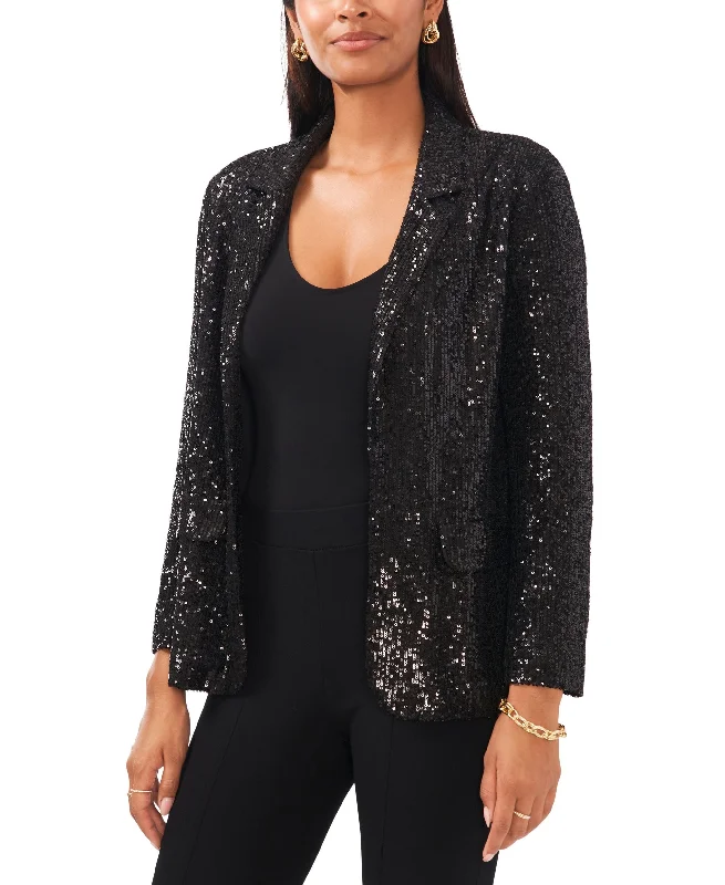 Women's Sequined Notched Collar Open-Front Jacket