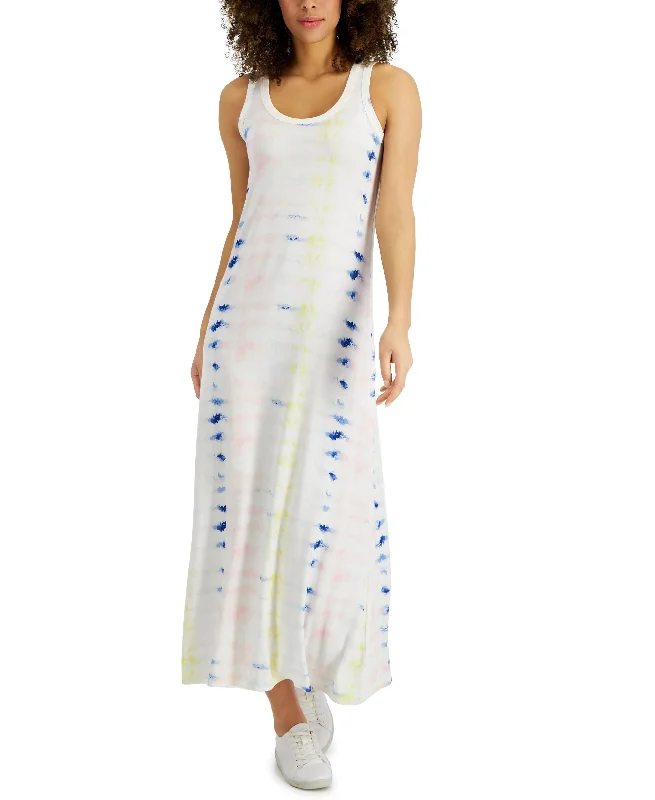 Women's Tie-Dyed Print Sleeveless Maxi Dress