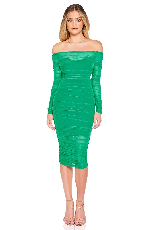 Nookie Zen Long Sleeve Midi Dress - Green