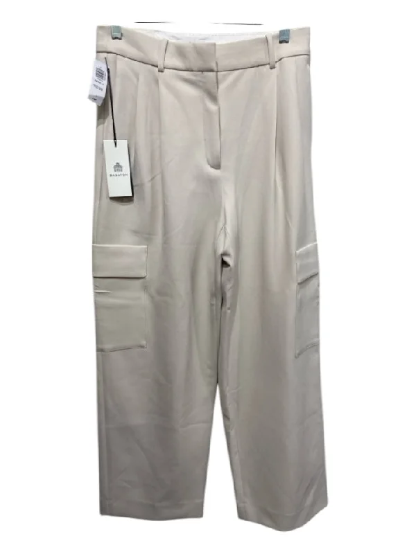 Babaton Size 4 Cream Recycled Polyester High Rise Pockets Straight Pants