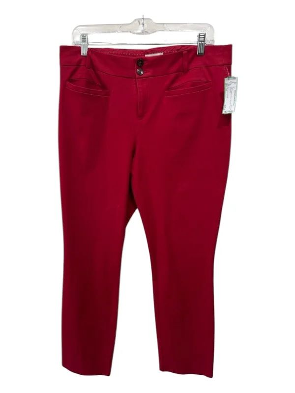 By Anthropologie Size 10 Red Cotton & Rayon Mid Rise Skinny Pants