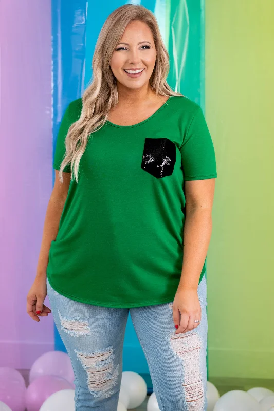 City Sparkles Top, Kelly Green