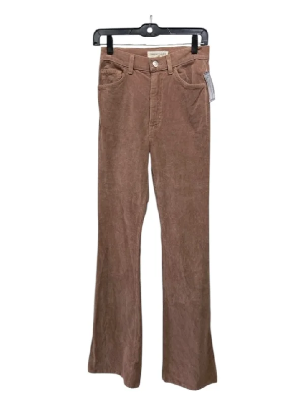 Current/Elliot Size 26 Mauve Pink Cotton Corduroy High Rise Long Wide Leg Pants