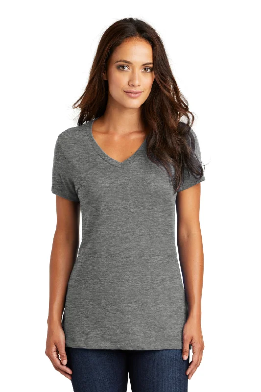 District Womens Perfect Weight Short Sleeve V-Neck T-Shirt - Heather Nickel Grey