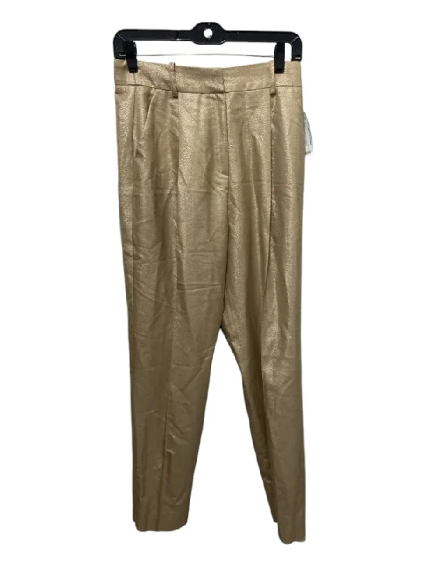 Emporio Armani Size 1 Gold Virgin Wool Blend Metallic Shimmer High Waist Pants