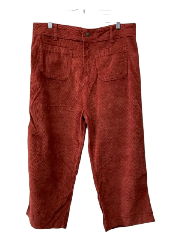 Fat Face Size 12 Brick Red Cotton Corduroy Patch Pockets Straight Pants