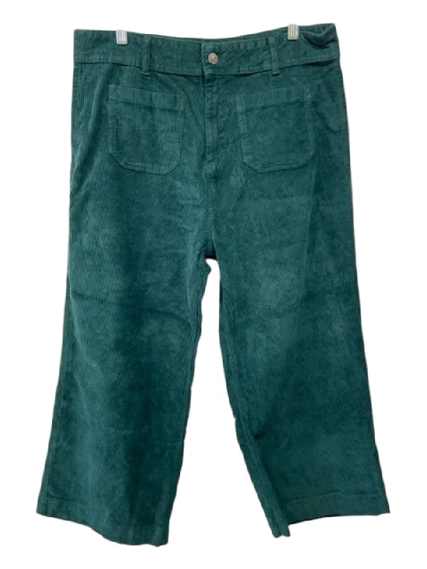 Fat Face Size 12 Dark Green Cotton Corduroy Patch Pockets Straight Pants