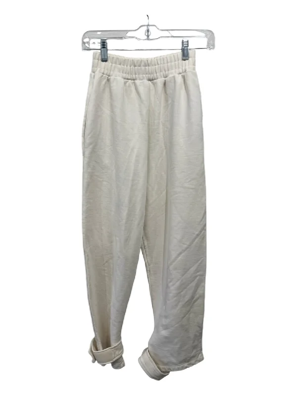 Frankie Shop Size XS Cream Cotton Elastic Waist Velcro Strap Jogger Pants