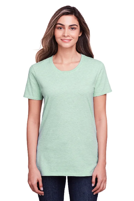 Fruit Of The Loom Womens Iconic Short Sleeve Crewneck T-Shirt - Heather Mint Green - Closeout