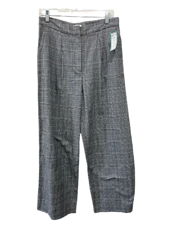 J.O.A Size M Black & White Polyester High Rise Plaid Pleated Hook & Zip Pants