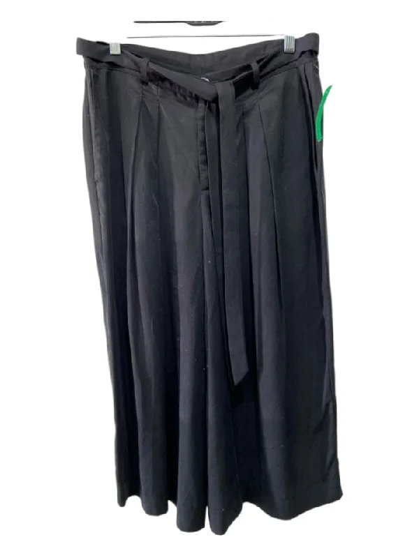 Jennifer Glasgow Size L Black Lyocell Zip & Button High Rise Pleated Wide Pants