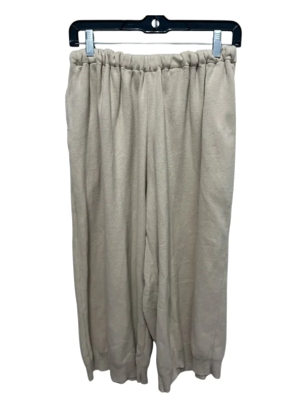 Joan Vass Size One Size Beige Cotton Elastic Waist Capri Pants