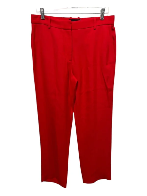 Joseph Size S/40 Red Viscose Satin High Rise Straight Trouser Pants