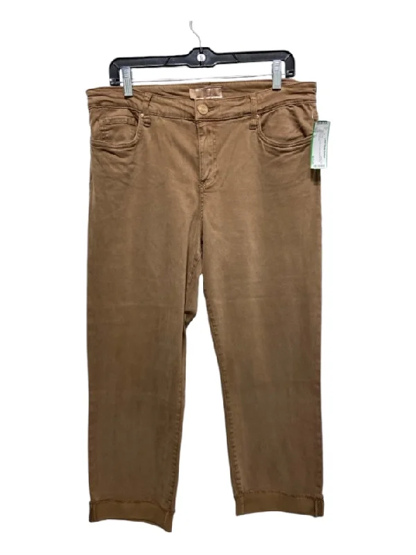 KUT Size 14 Brown Lyocell & Cotton Mid Rise Crop Pants