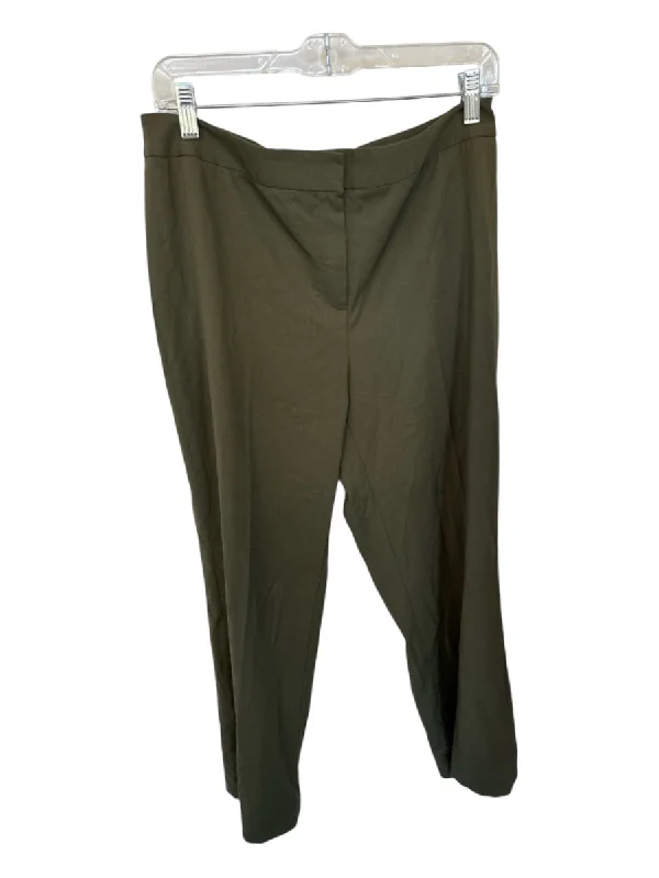 Lafayette 148 Size 10 Olive Green Wool Straight Leg Trouser Pants