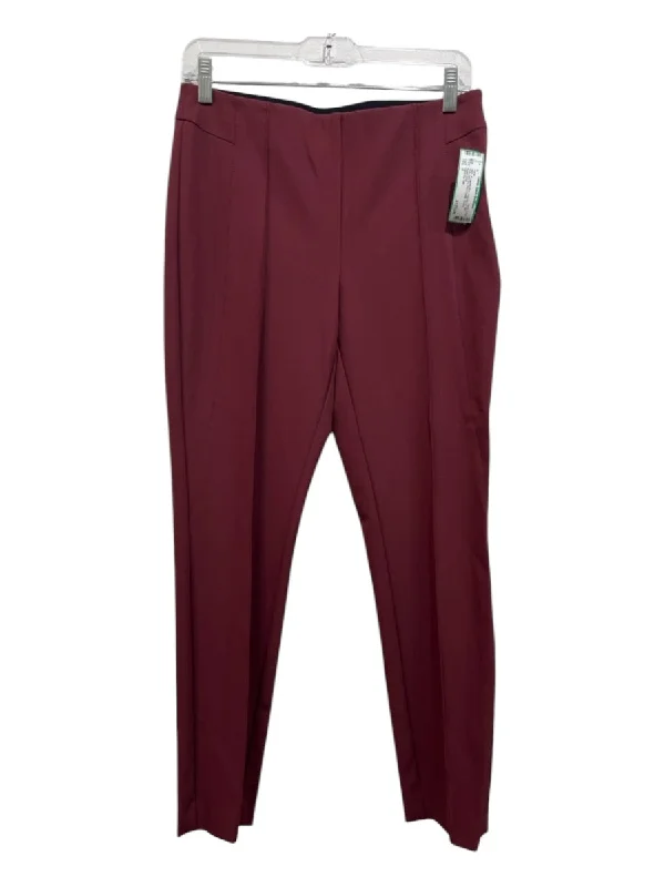 Lafayette 148 Size 6 Burgundy Red Poly Blend Mid Rise Side Zip Skinny Pants