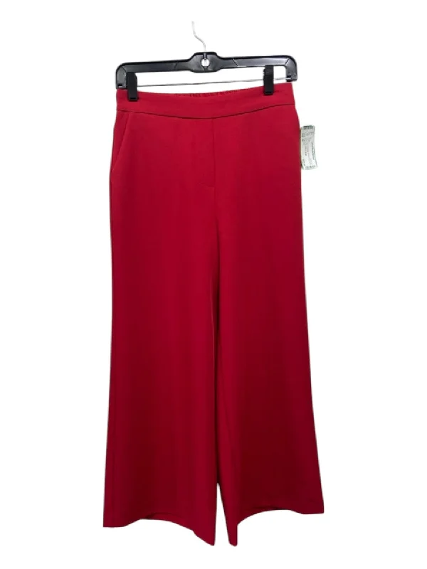 LaRoque Size M Red Polyester Elastic Waist Wide Leg Crop Pants