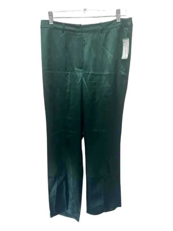 Lattelier Size XL Green Acetate Blend Satin hook & zip Straight Trouser Pants