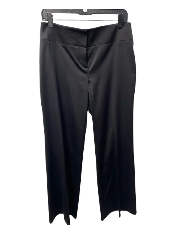 Laundry Size 8 Black Mid Rise Shinny Straight Leg Flat Front Pants