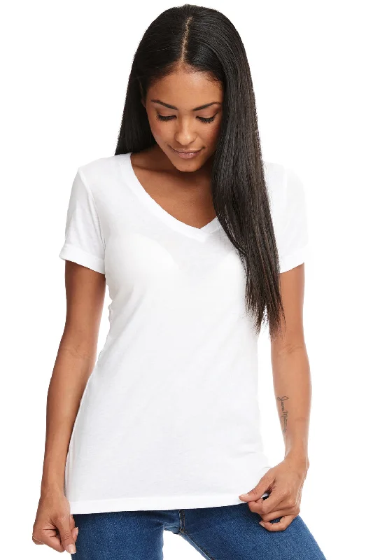 Next Level Womens Ideal Jersey Short Sleeve V-Neck T-Shirt - White