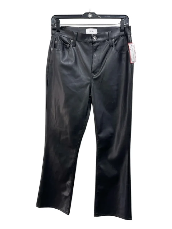 Pistola Size 28 Black PU leather High Rise Flare Pants