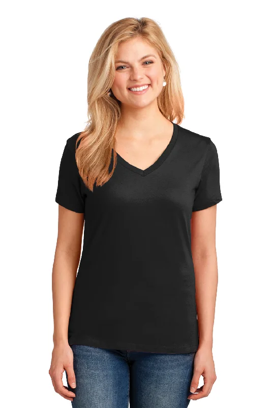 Port & Company Womens Core Short Sleeve V-Neck T-Shirt - Jet Black