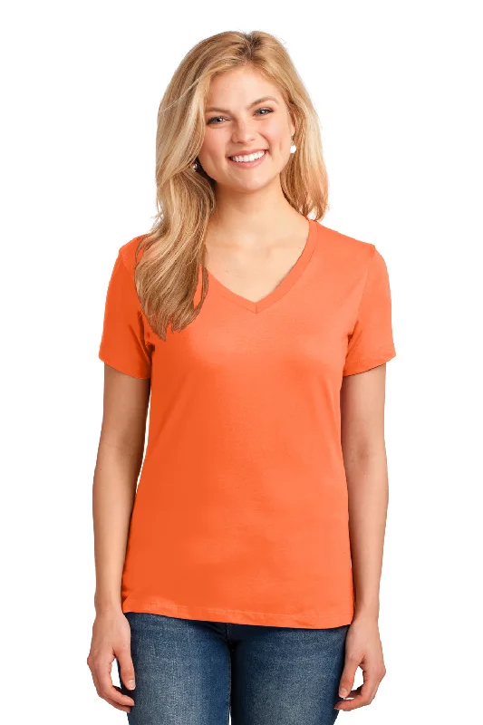 Port & Company Womens Core Short Sleeve V-Neck T-Shirt - Neon Orange