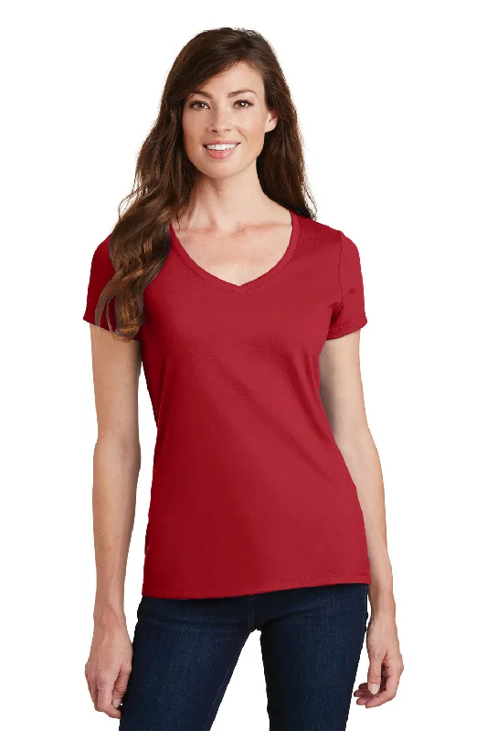 Port & Company Womens Fan Favorite Short Sleeve V-Neck T-Shirt - Team Cardinal Red