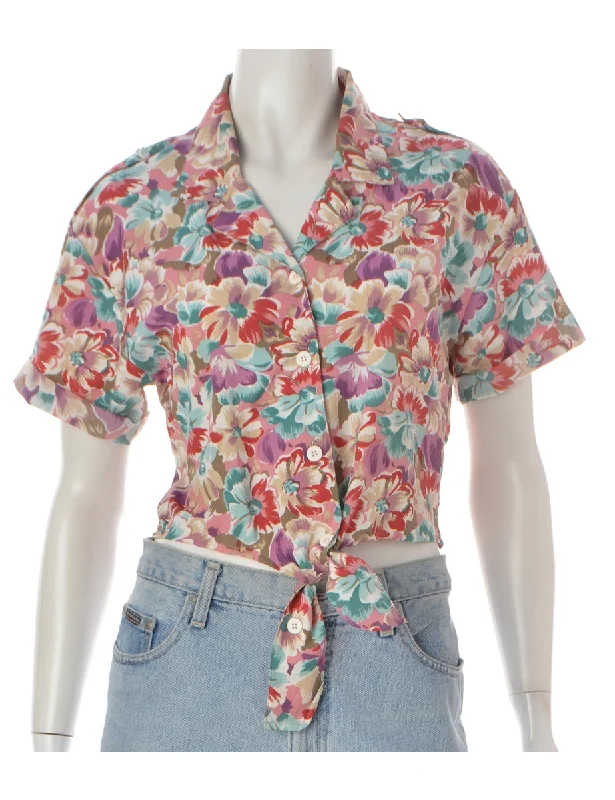 Label Floral Print Tie Front Blouse